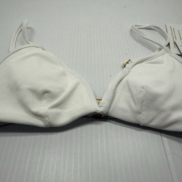 L* Space White Ribbed Triangle Siren Swimsuit Bikini Top Size x-Small NEW - Picture 6 of 9